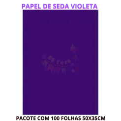 Papel de Seda Violeta Pacote com 100 Folhas 50x35cm Artesanato Presentes