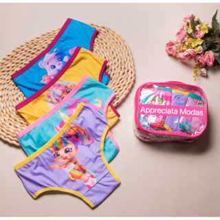 calcinha infantil algodão estampada kit 4 unidades em Oferta na Shopee