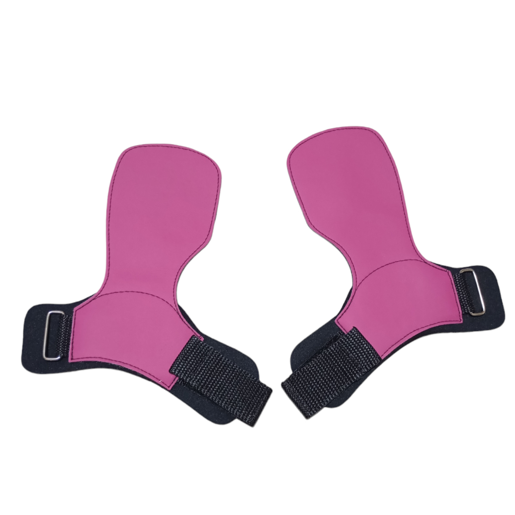Luva Hand Grip Rosa Couro Sintético Lona Premium sem furo com Neoprene para Crossfit e Academia