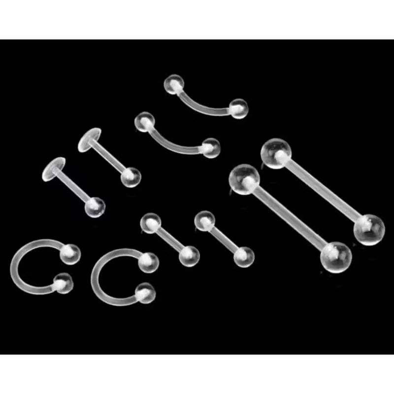 Kit 10 Piercing Silicone Transparente Flexíveis Masculino Feminino