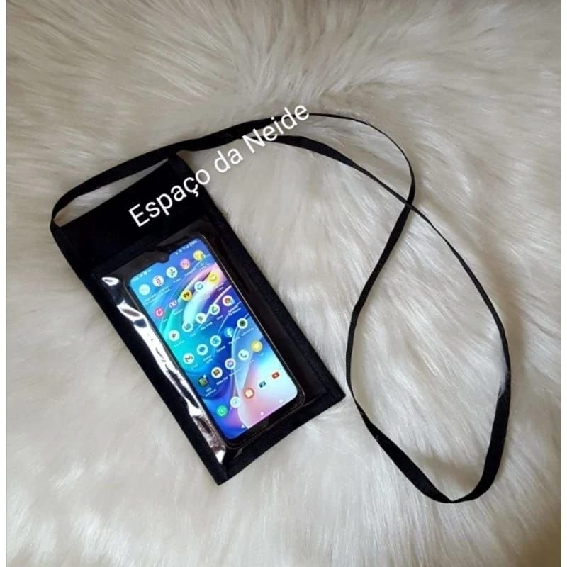 Bolsinha para celular com visor transparente