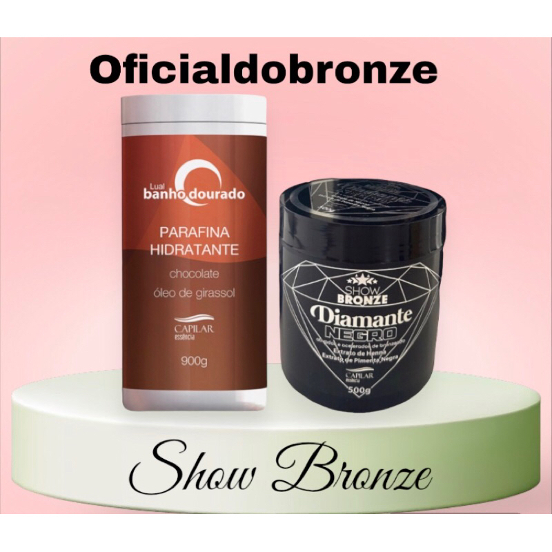 Ativador Bronzeamanto Diamante negro 500g + parafina chocolate capilar essência.