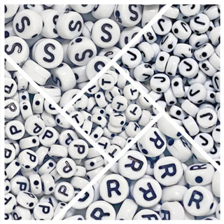 Miçangas Infantil Alfabeto Branco e Preto  Letra Para Pulseiras e Artesanatos em Oferta na Shopee