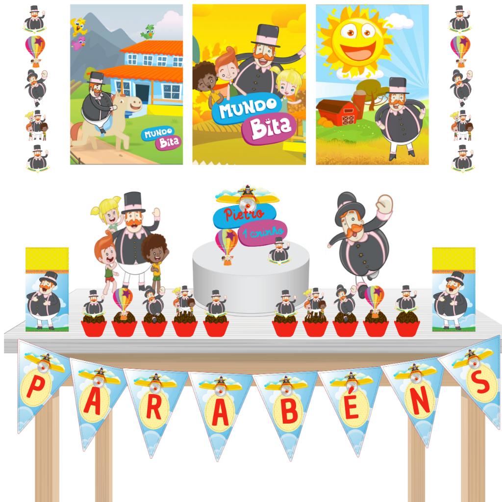 Kit Festa Fácil Kit Só Um Bolinho Mundo Bita Mêsversario Aniversário em Oferta na Shopee