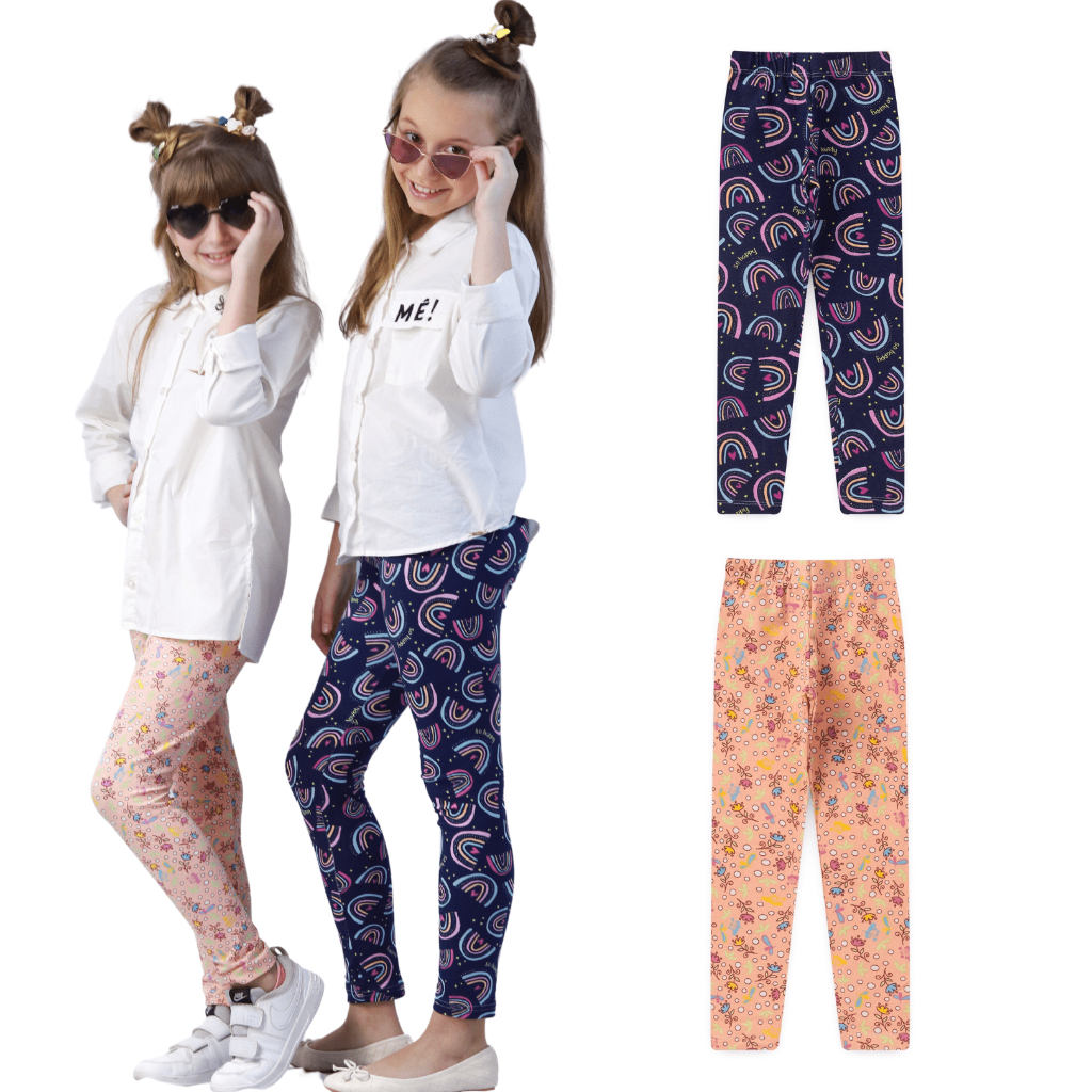 Kit 2 Leggings sortidas infantil cotton leg feminina leguing estampadas qualidade premium