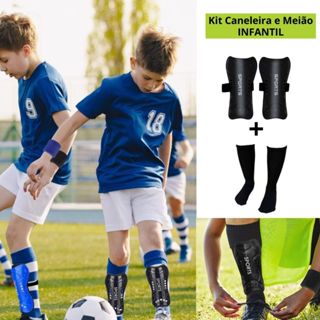 Kit Meião de Futebol Infantil com Caneleira de Proteção Futsal Futebol de Salão em Oferta na Shopee