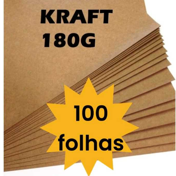 Kit 100 Folhas Papel Kraft 180g A4 Artesanato Premium Masterprint em Oferta na Shopee