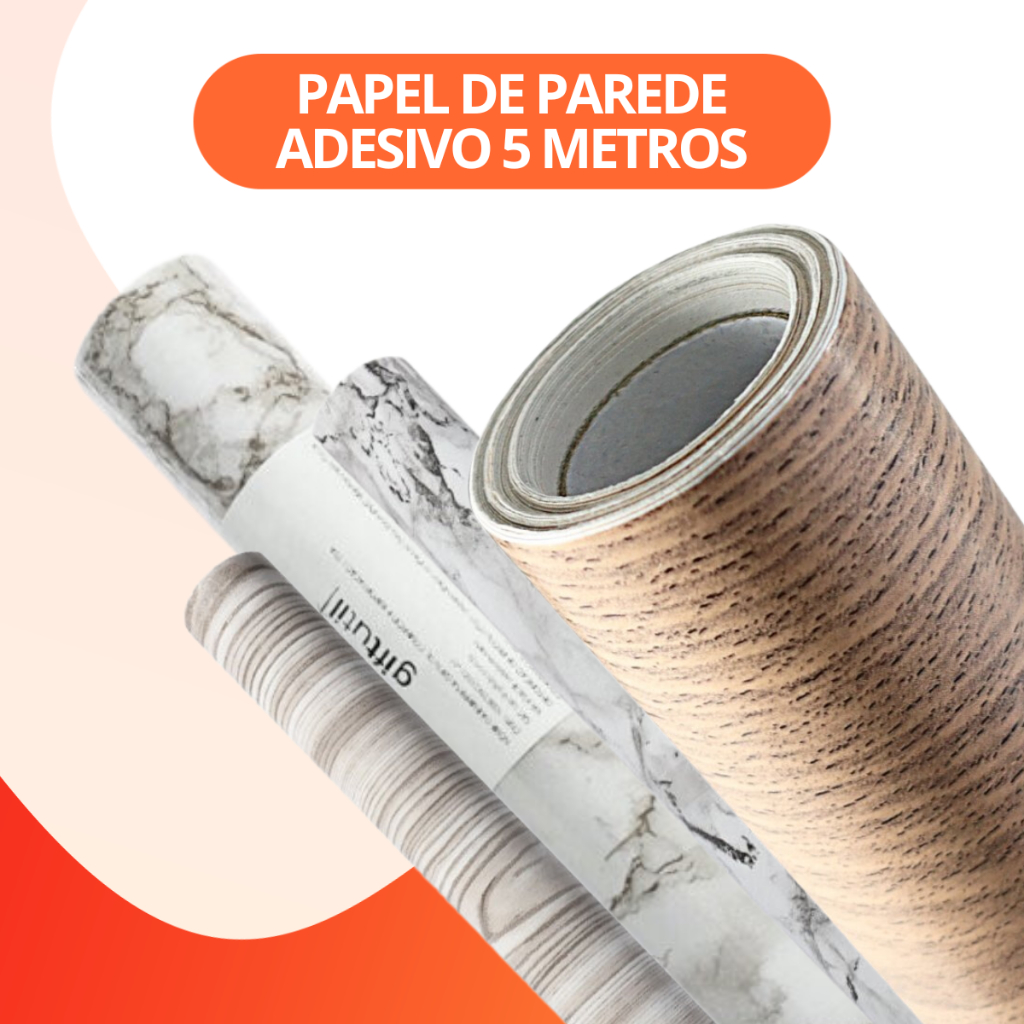 Papel De Parede Adesivo Pvc 5mx45cm Lavável Diversas Cores Decoração Fácil Aplicação Reforma