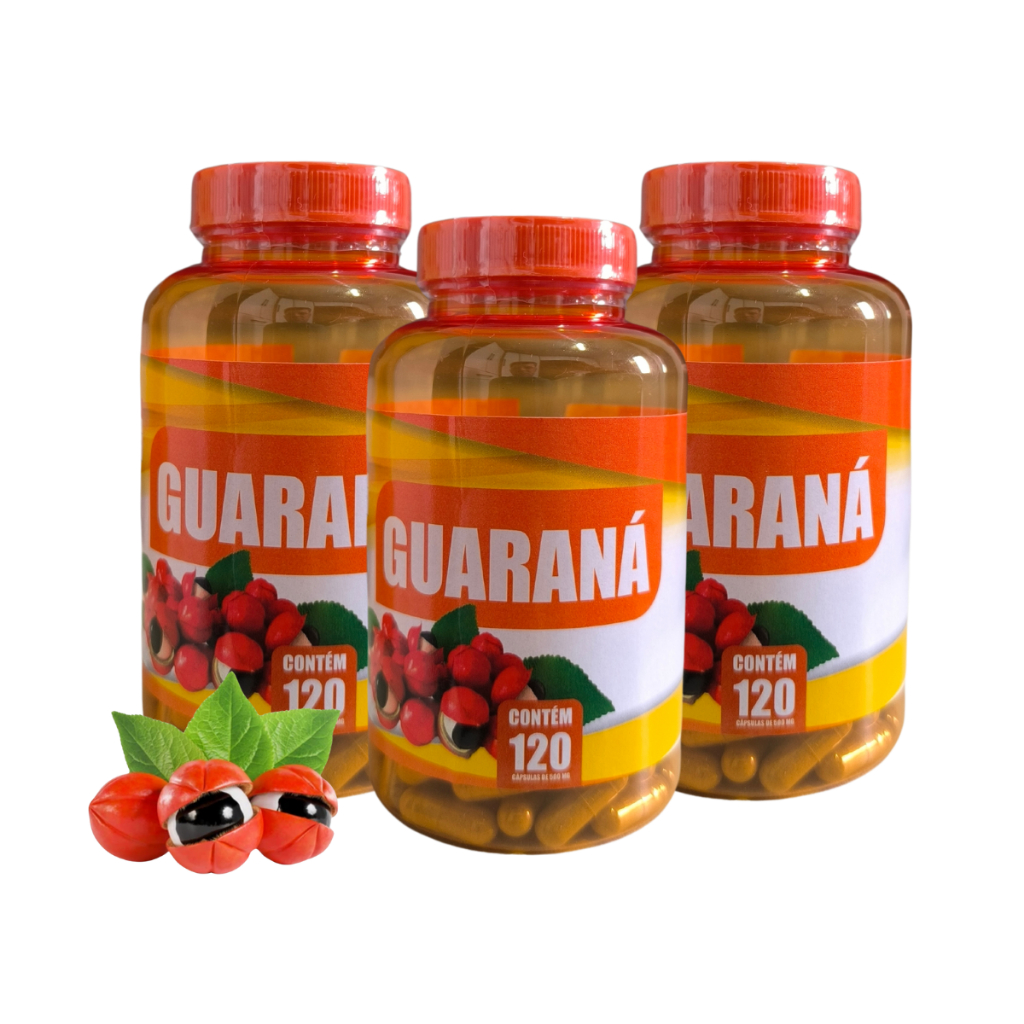 Guaraná 500 mg - 120 Cápsulas - Kits com 1, 2 e 3 Unidades em Oferta na Shopee