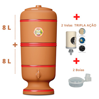 Filtro de Barro para água Tradicional 8 Litros com 2 Boias + 2 Velas Tripla Ação - São Pedro em Oferta na Shopee