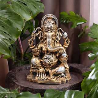 Ganesha Média De Resina Com Base Decorada Em Resina em Oferta na Shopee