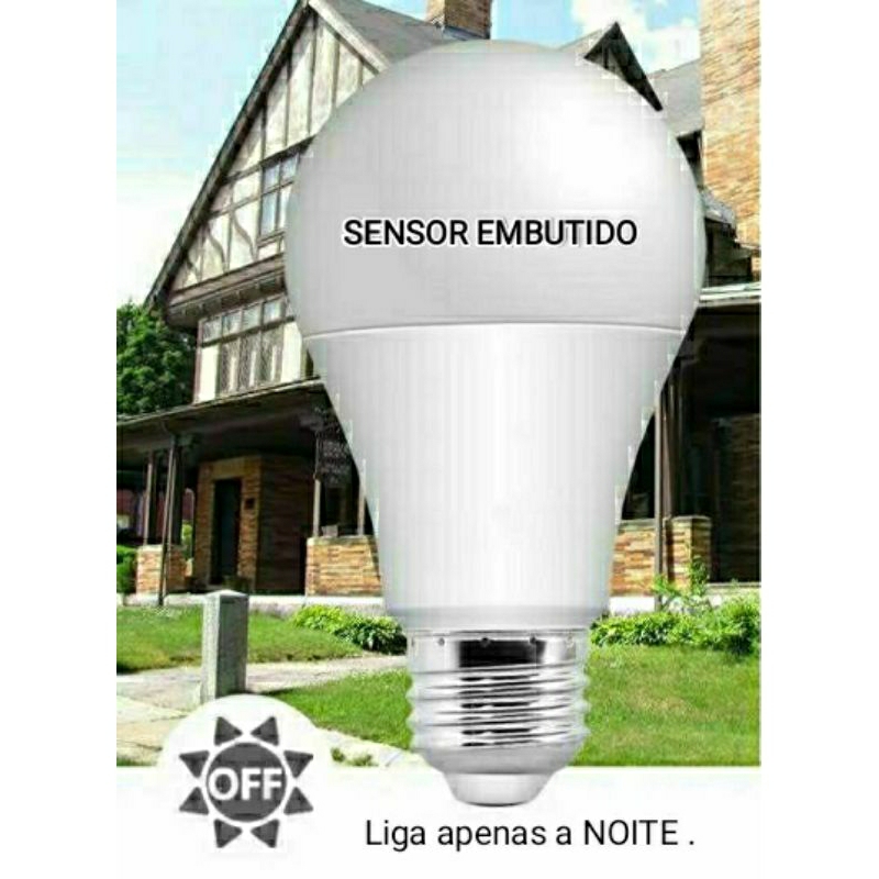 Lâmpada LED com Sensor de Movimento PIR, Iluminação com Liga e Desliga Automático, E27, Noturna