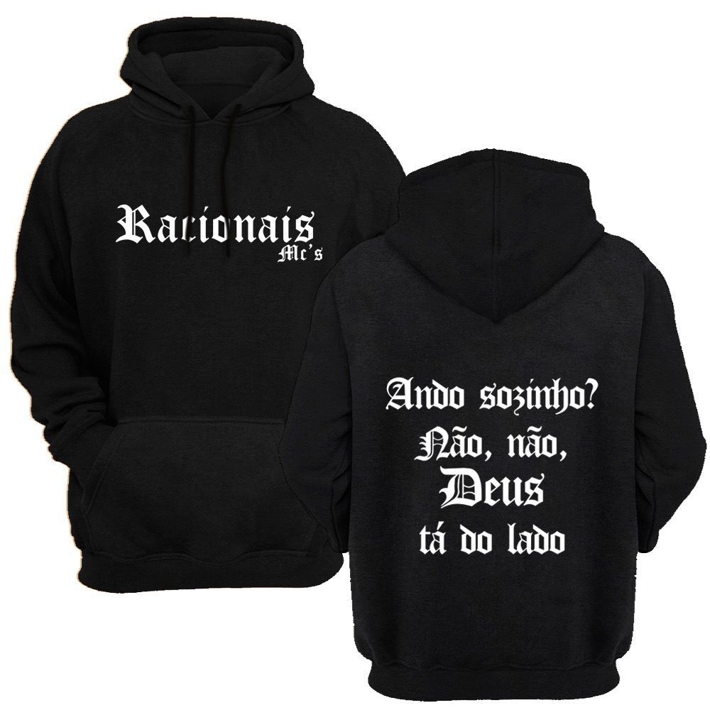 Moletom Canguru Racionais Mc's Deus ta do lado Blusa de frio Capuz e Bolso Unissex em Oferta na Shopee