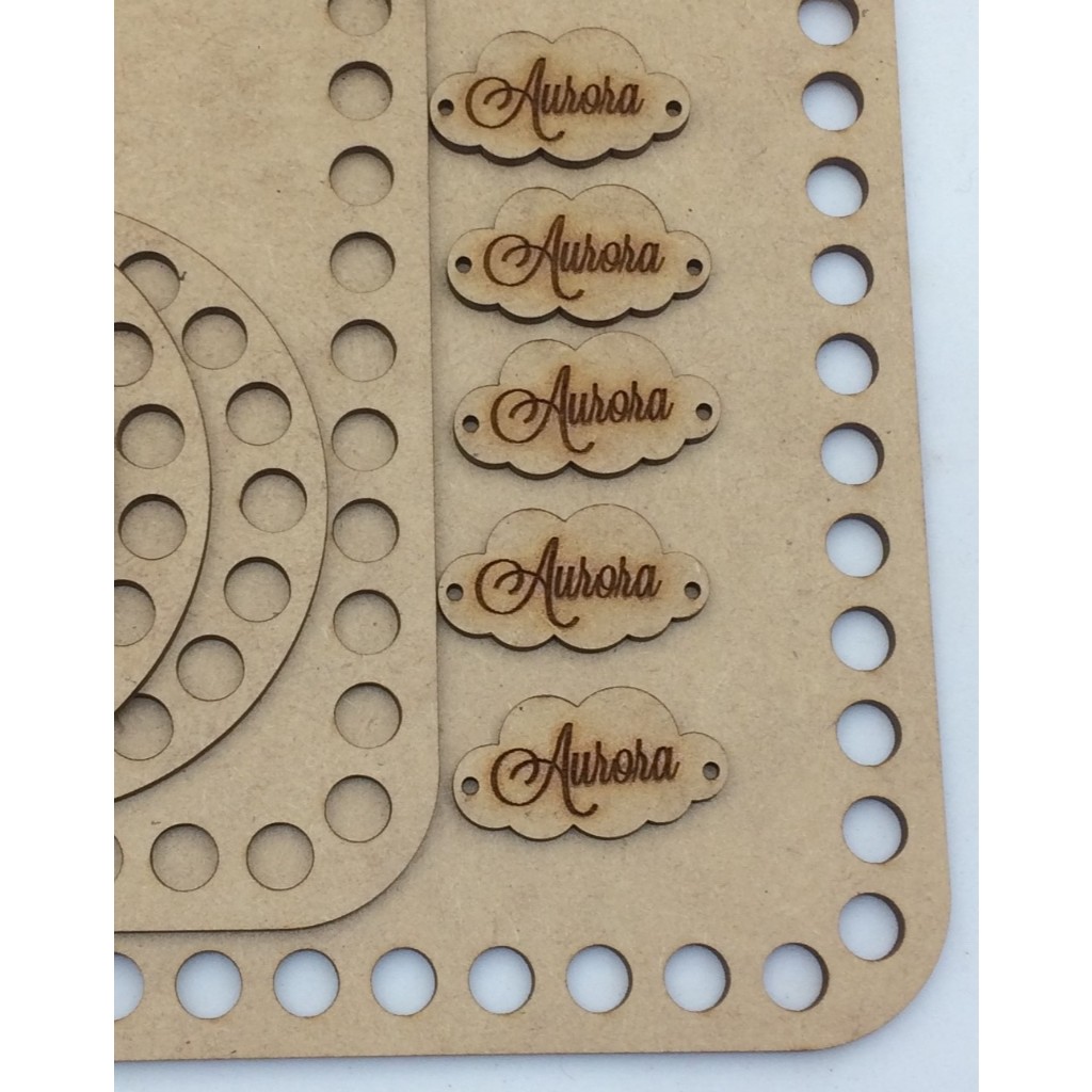 Kit Maternidade Base 35x25cm para Crochê com Fio de Malha com TAGs MDF Cru 3mm — imagem 2 de 2