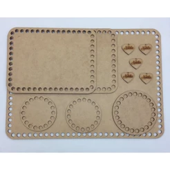 Kit Maternidade Base 35x25cm para Crochê com Fio de Malha com TAGs MDF Cru 3mm