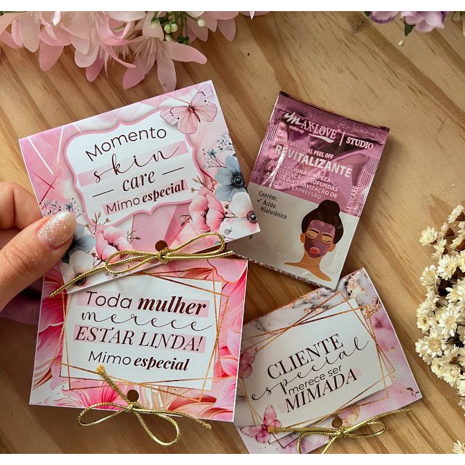 20/50/100UN TAGS Porta Máscara Facial Sachê Personalizado - CLIENTES ESPECIAIS