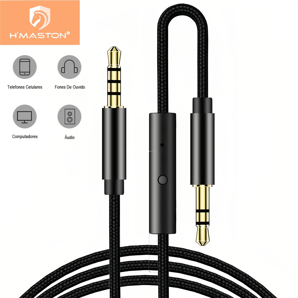 H'maston RX-02  3,5 mm Cabo De Áudio Com Microfone Para Telefone em Oferta na Shopee