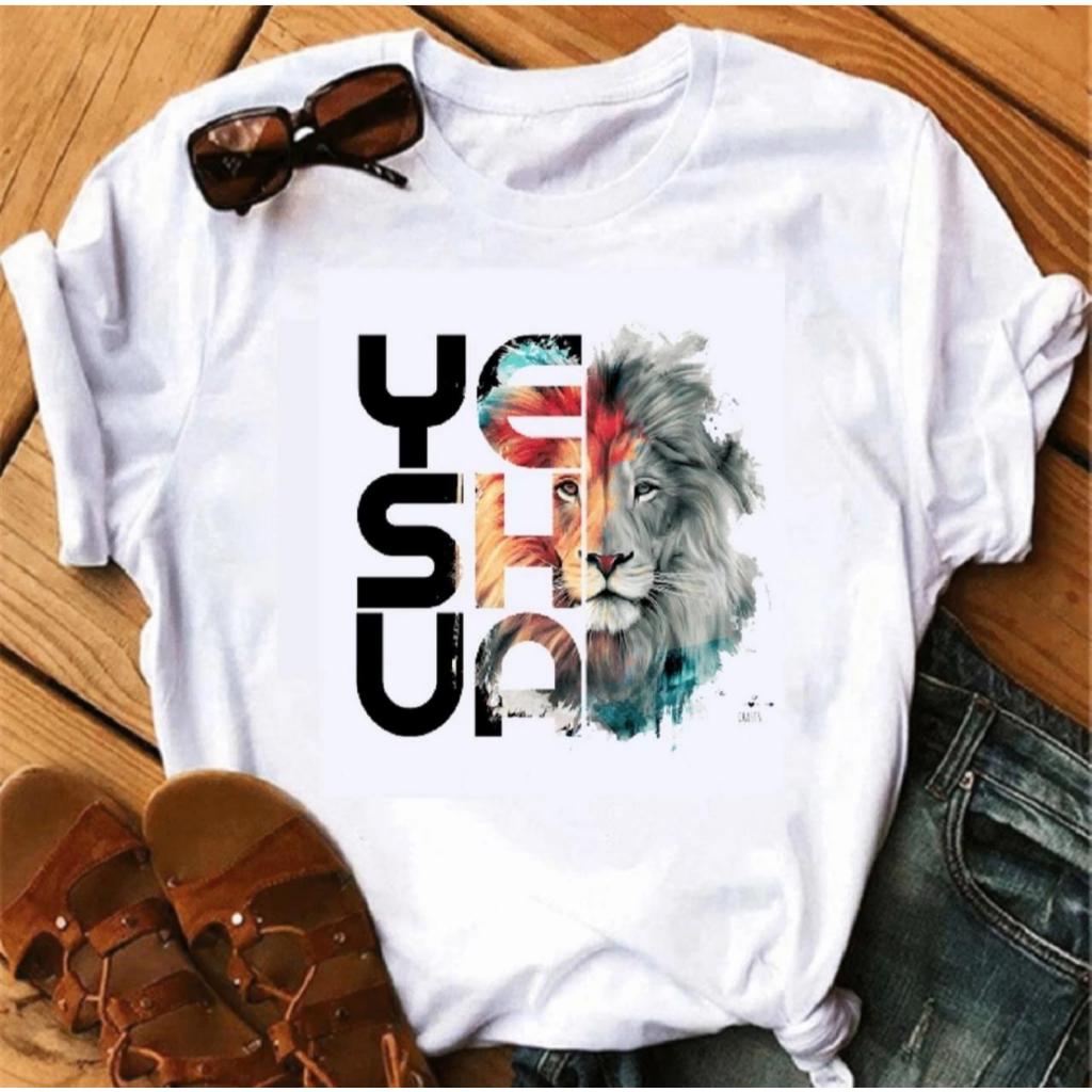 Camiseta Feminina Masculina Yeshua Leão Básica Algodão Camisa T shirt Unissex em Oferta na Shopee
