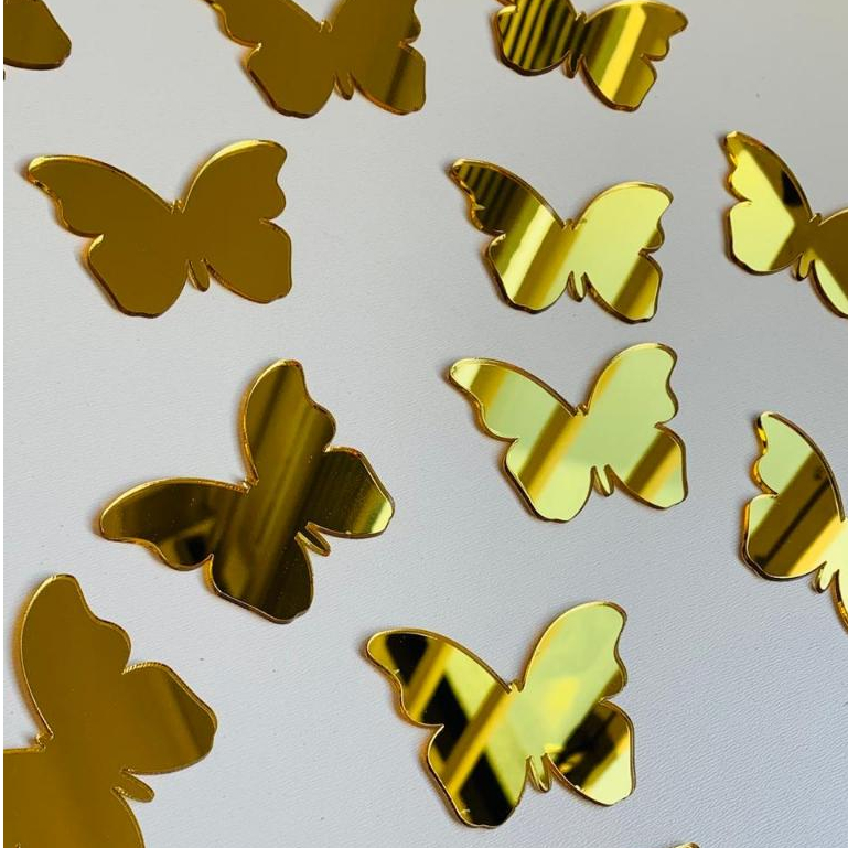 Espelho Decorativo Borboletas 20 peças 6cm Dourado Promoção em Oferta na Shopee