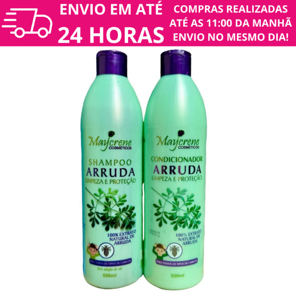 Shampoo e Condicionador Arruda Kit Elimina Piolho Limpeza e Proteção Maycrene