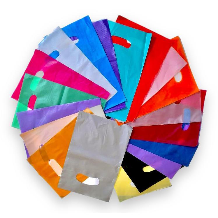 25 Sacolas Plásticas -20X30 -Material Virgem -alça Vazada Boca De Palhaço Para Loja - 0,08 Micras