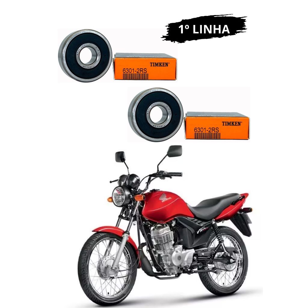 Par Rolamento Roda Dianteira Honda Cg Titan Fan 125 150 160 Blindado 6301. 1º LINHA, ROLAMENTO HONDA Cg TITAN 125 PRIMEIRA LINHA, TIMKEM
