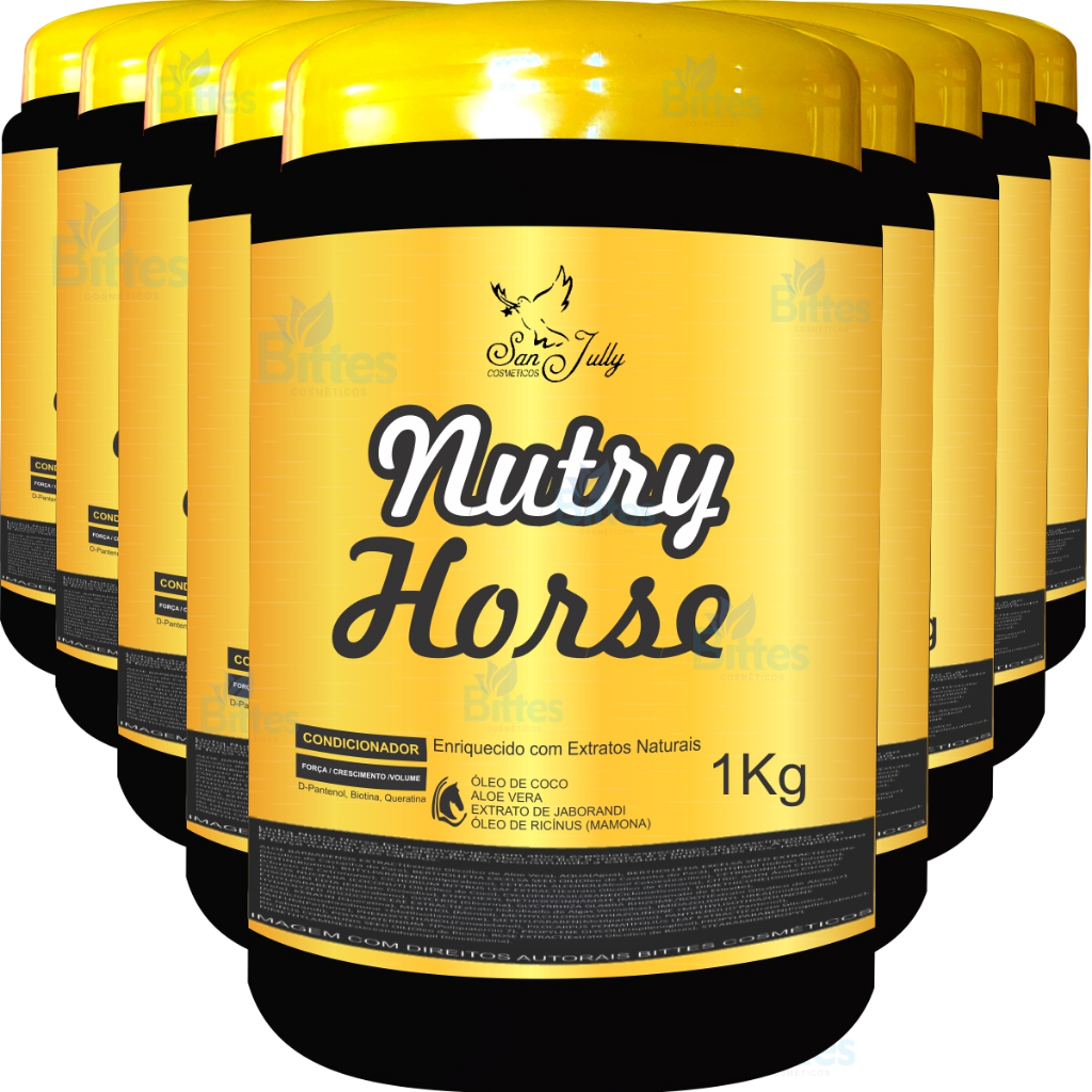KIT 10 Máscaras Capilar Nutry Horse San Jully Reparação Profunda