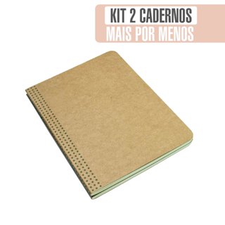 kit 2 Cadernos Kraft | Tr.A5 | Pontilhado, Quadri, Pautado, Liso | Bloco Traveler | Sketchbook em Oferta na Shopee