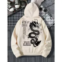 Moletom Canguru Dragão Chinês Com Capuz E Bolso Casaco Feminino Masculino Flanelado Unissex Algodão