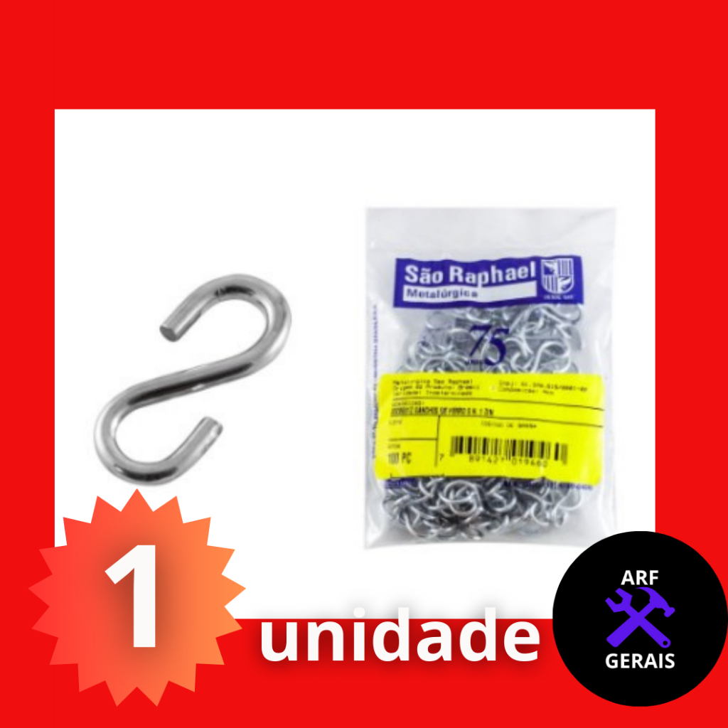 Gancho Zincado Tipo S Nº1 28 Mm - São Raphael C/100 Peças em Oferta na Shopee