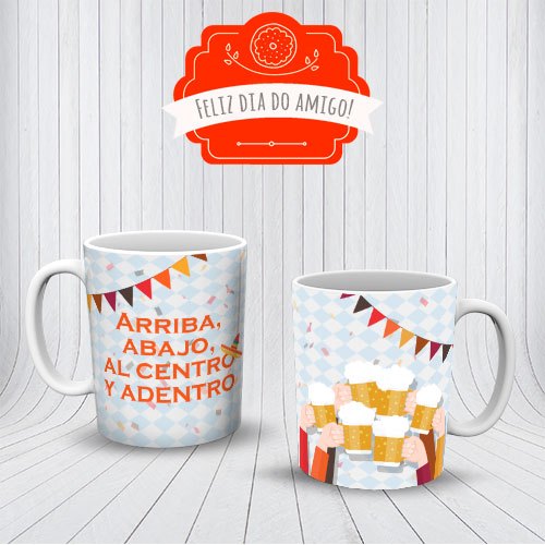 Caneca Dia Do Amigo Amizade Arriba,Abajo Al Centro Y Adentro Amigo Presente OFERTA RELAMPÂGO