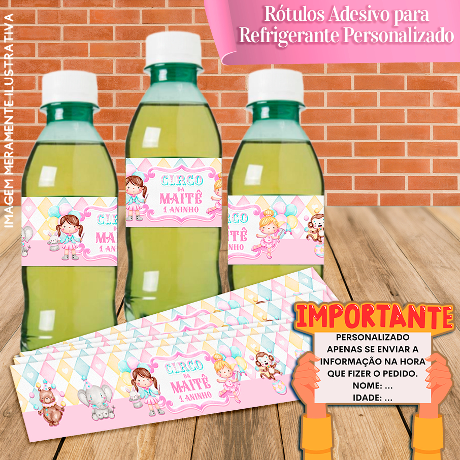 Rótulos adesivo Caçulinha Personalizada Circo Menino e Circo Rosa