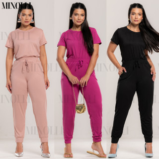 Conjunto Feminino Malha Suede Light Calça Jogguer Blusa Feminina Confortável Fardamento Ro...