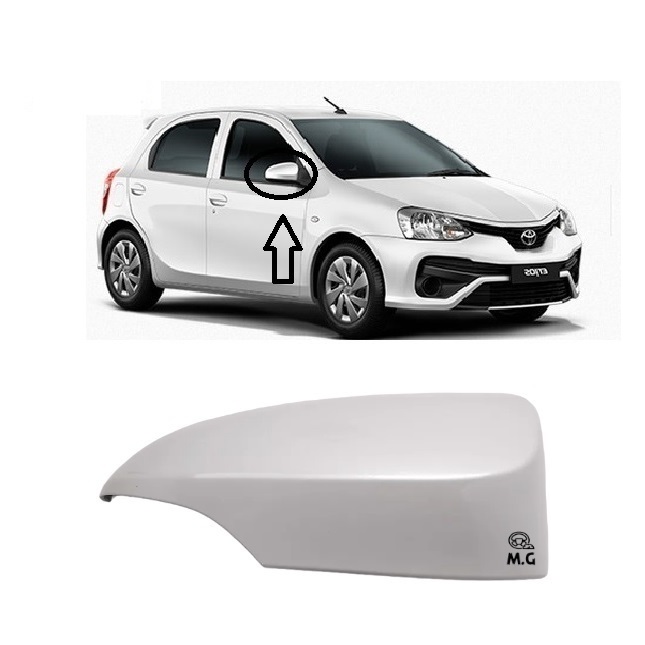 Capa Retrovisor C /Furo para Pisca Original Etios Branco Pérola Lado Direito