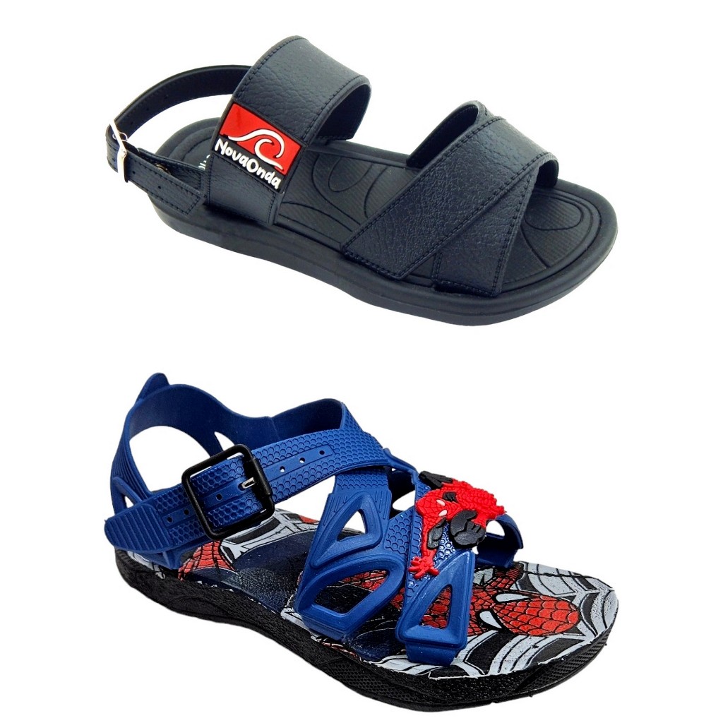 Kit 2 Pares Sandália Infantil Masculino NOVA ONDA + Sandália INFANTIL Menino PERSONAGENS