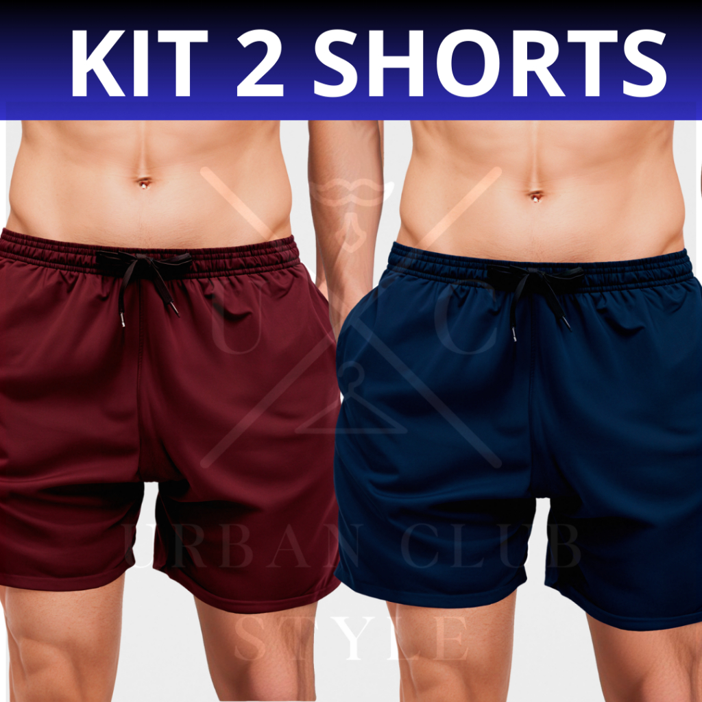 Kit 2 Shorts Tactel Elastano Mauricinho Masculino Tactel Bermuda Lisa Masculina Academia Dry fit