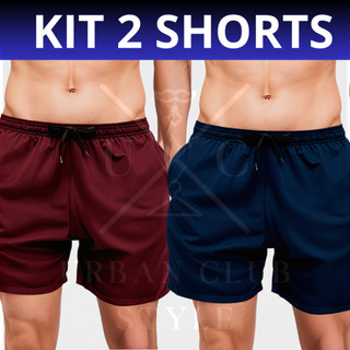 Kit 2 Shorts Tactel Elastano Mauricinho Masculino Tactel Bermuda Lisa Masculina Academia Dry fit