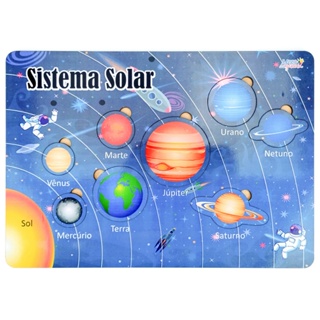 Brinquedo Educativo Pedagógico em Madeira Tabuleiro Sistema Solar de Encaixe Aprendendo os Planetas em Oferta na Shopee