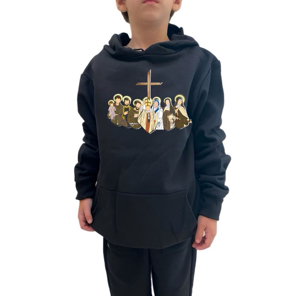 Moletom Infantil Católico Santos São João Paulo II Santo Antônio São Francisco Sao José Madre Teresa de Calcutá Santa Rita Santa Teresinha de Menino de Jesus Santa Teresa Davila