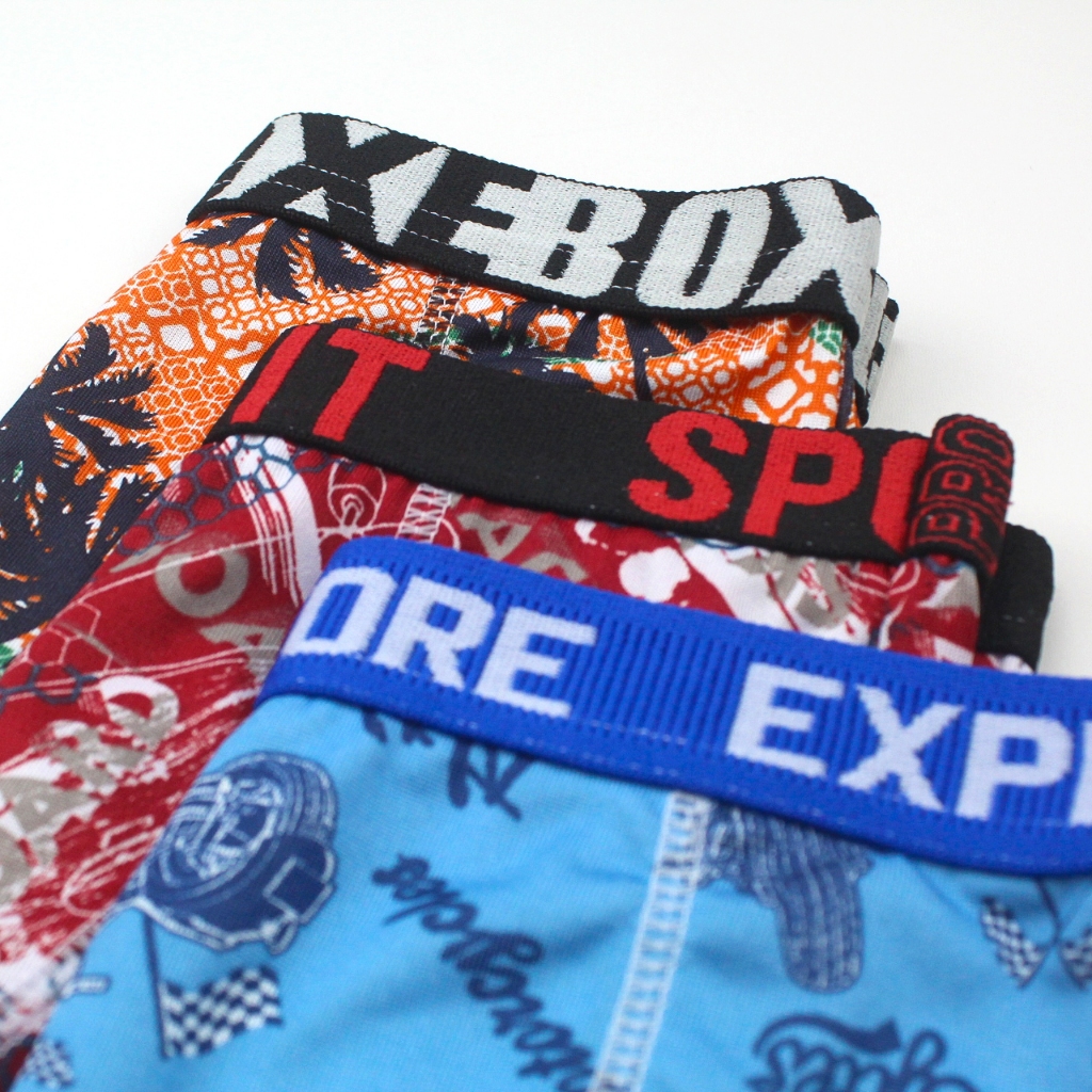 KIT 4 Cueca infantil Box boxer Microfibra estampada