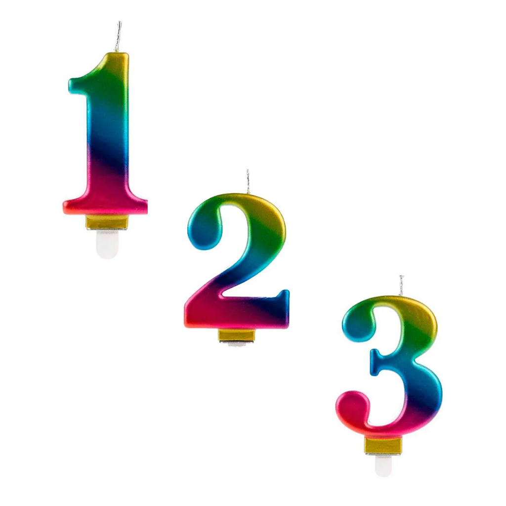 Vela Numeral Wave Colorida