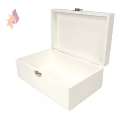 CAIXA MADEIRA MDF BRANCA COM FECHO 30X20X10 PINTADA ÓTIMO ACABAMENTO