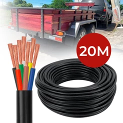 Cabo PP 7 Vias 20m Flexível 1mm Instalação Elétrica Reboque Carretinha Caminhão Caminhonete