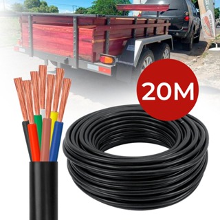 Cabo PP 7 Vias 20m Flexível 1mm Instalação Elétrica Reboque Carretinha Caminhão Caminhonete em Oferta na Shopee