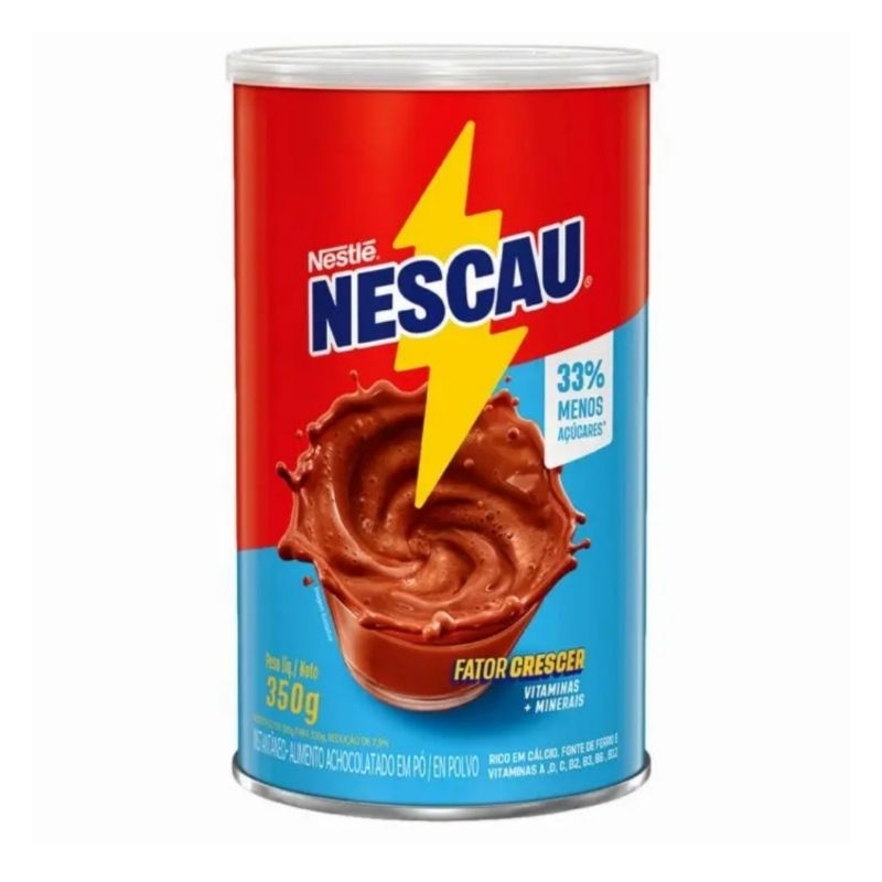 Kit 3 Achocolatado Nestlé Nescau 33% Menos Açúcares Lata 350g