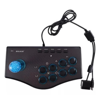 Controle de jogos minimalista em estilo retrô, compatível com PS2/PS3/PC, com porta USB.