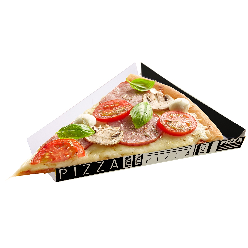 Kit 50 Unidades Embalagem Fatia Pizza Preto Caixa Delivery Festas Porções Aniversário Suporte Viagem