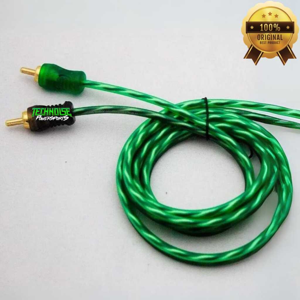 Cabo Rca 1 Metro Technoise 200p Injetado 4mm Verde Som Automotivo