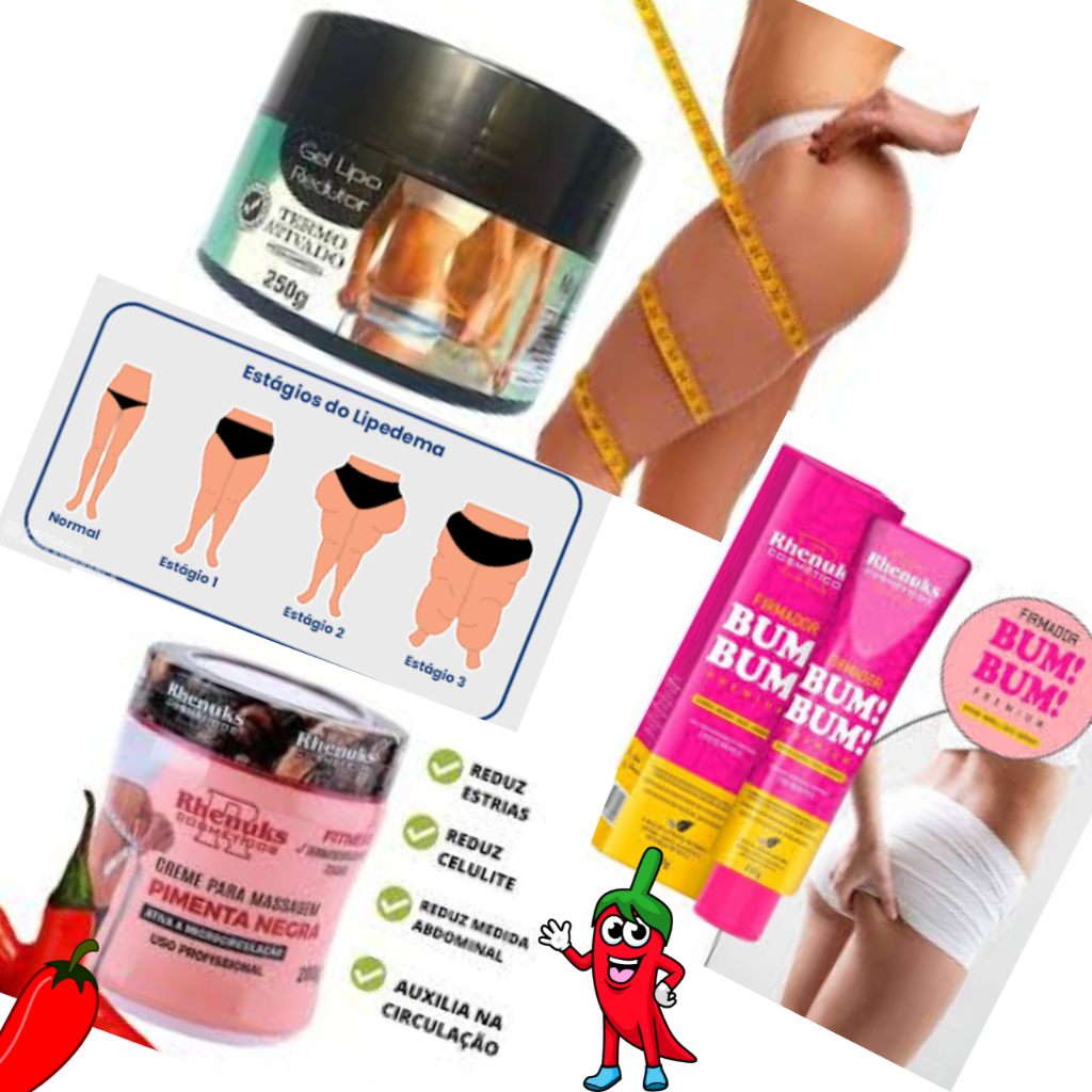 kit Gel Massageador Redutor de Medidas Pimenta Negra Termo Ativo 200g(Gel firmador/creme )