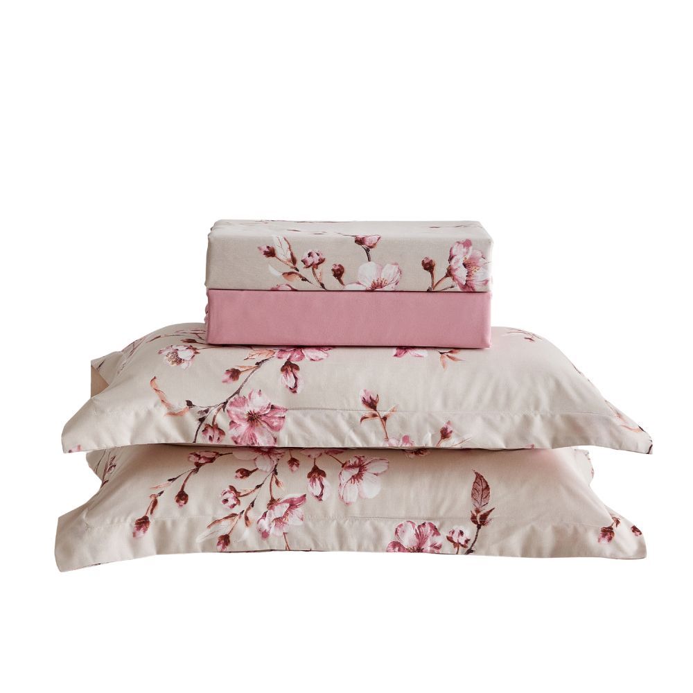 Jogo de Lençol Queen 4 Peças Percal 300 Fios Roma Estampado em Oferta na Shopee